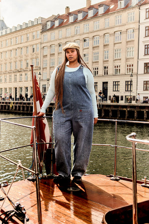 Ara - Denim Dungarees in Pinstripe