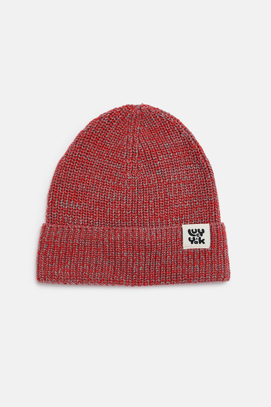 Luca - Knitted Cotton Beanie in Red