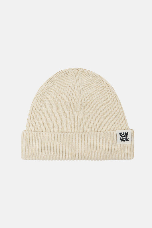 Luca - Knitted Cotton Beanie in Cream