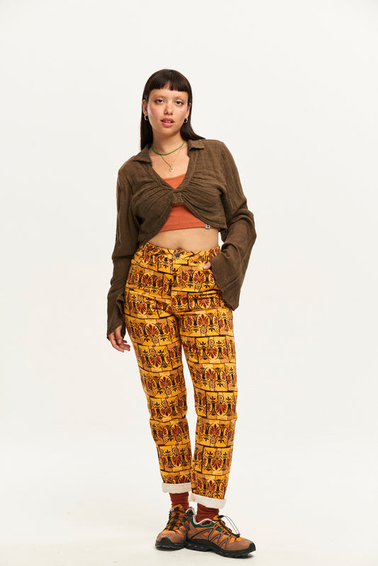 Dana - Mom Twill Jeans in Estelle Print