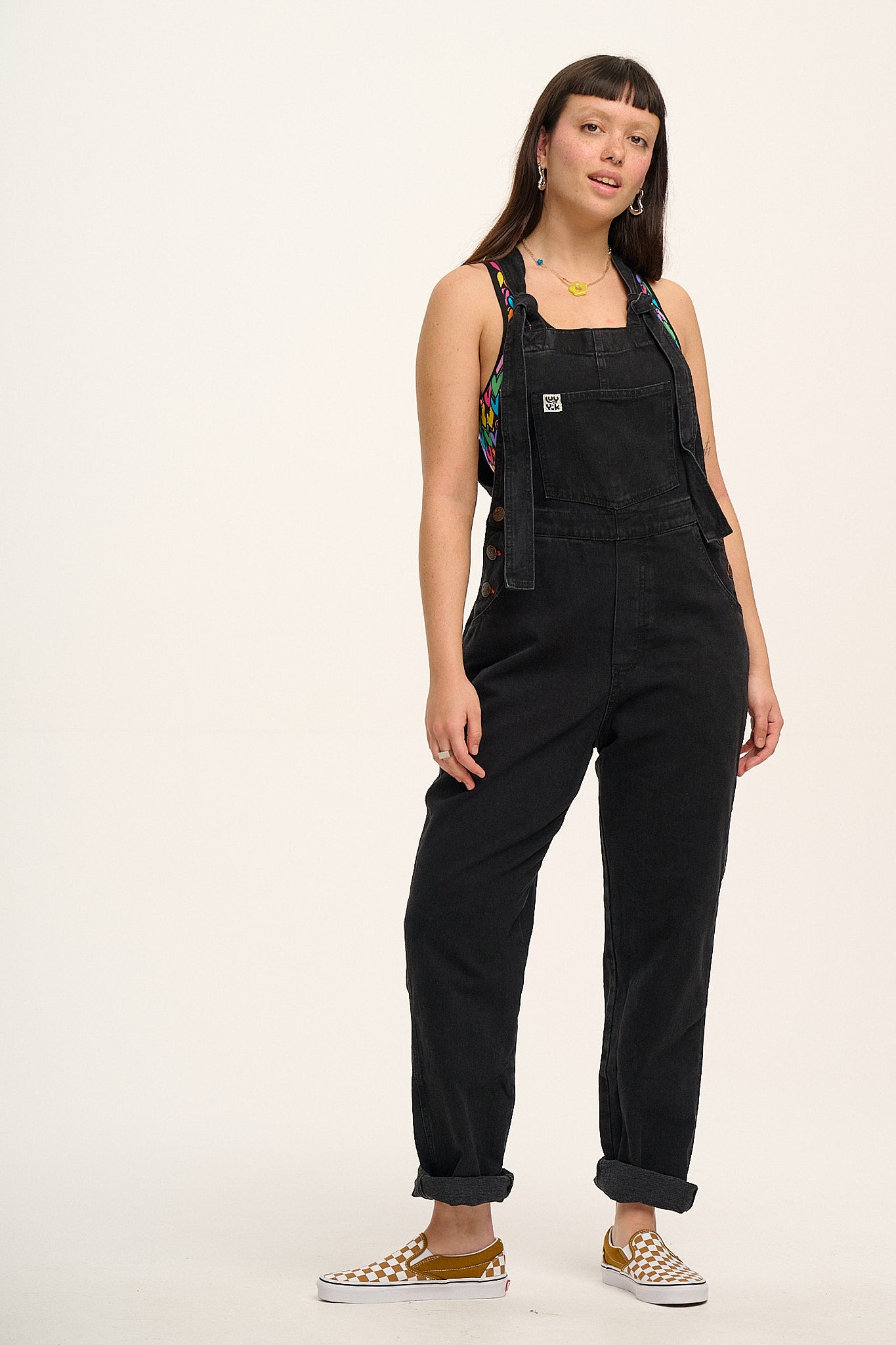 Black denim hot sale dungaree