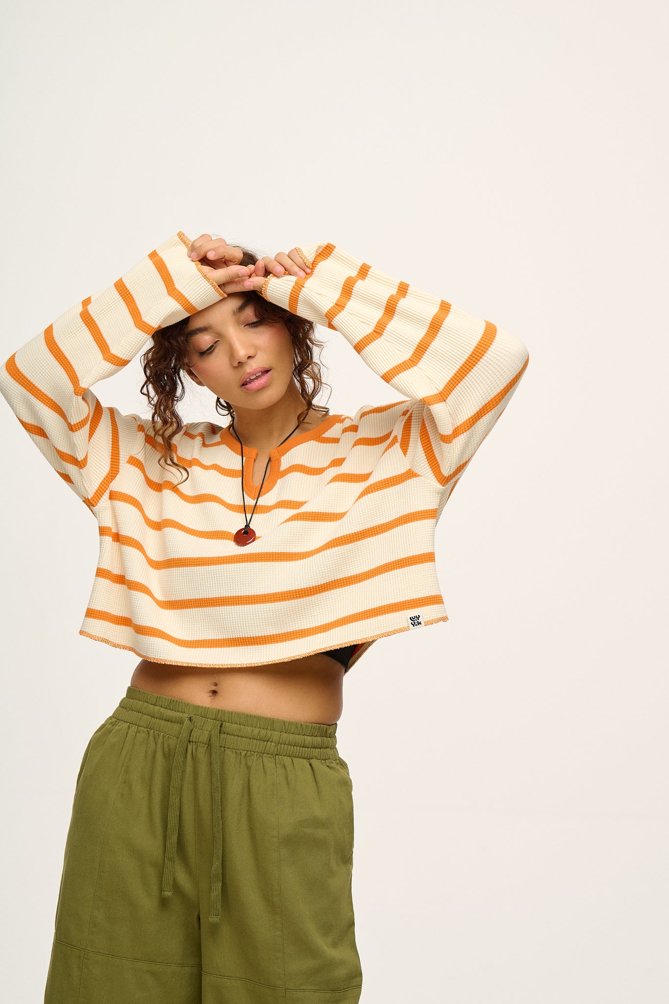 COTTON AND MODAL CROP TOP - striped