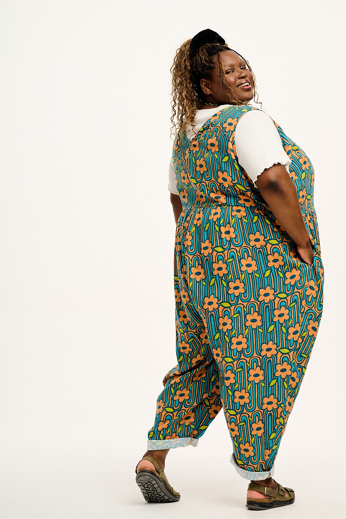 Bowie - Sleeveless Cotton Jumpsuit in Edie Floral