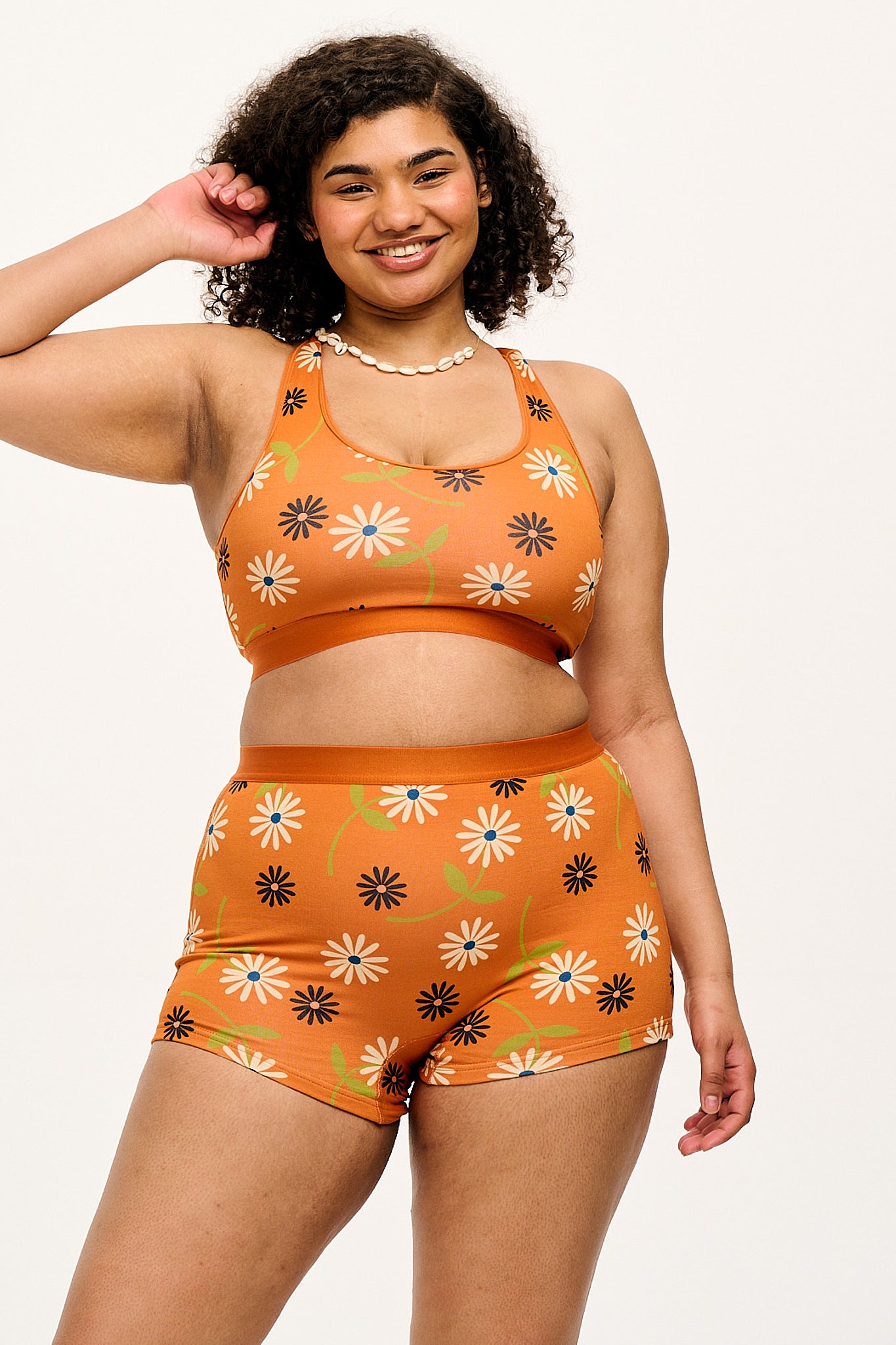 Iona - Racer Back Cotton & Bamboo Crop Top in Veronica Print