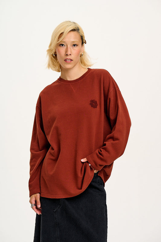 Kai - Midweight Cotton Crew Neck Sweatshirt in Hazel