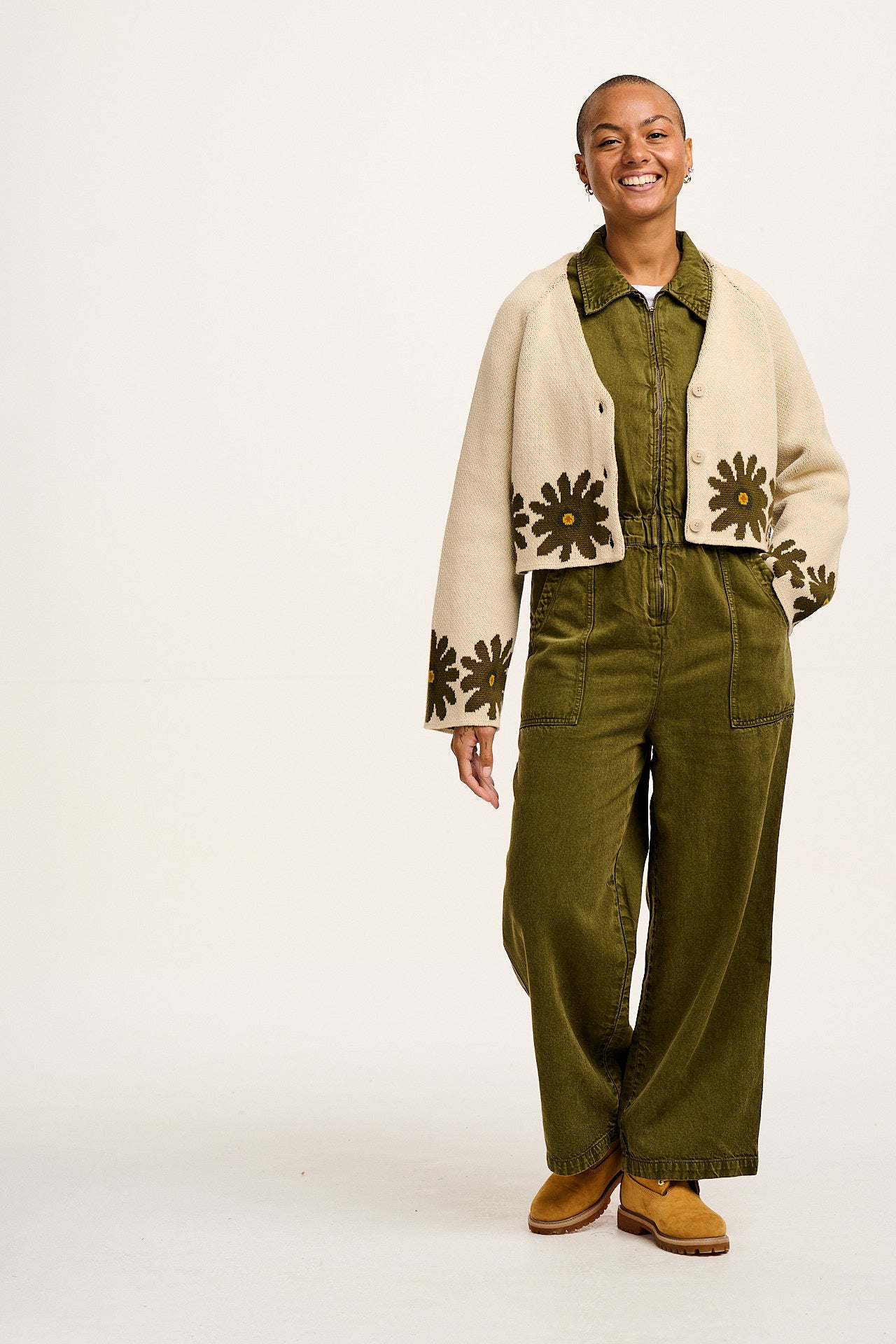 Corey - Cotton & Hemp Boilersuit in Dark Olive