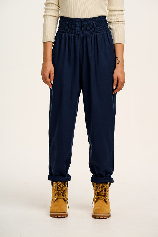 Alexa - Cotton Trousers in Varsity Blue