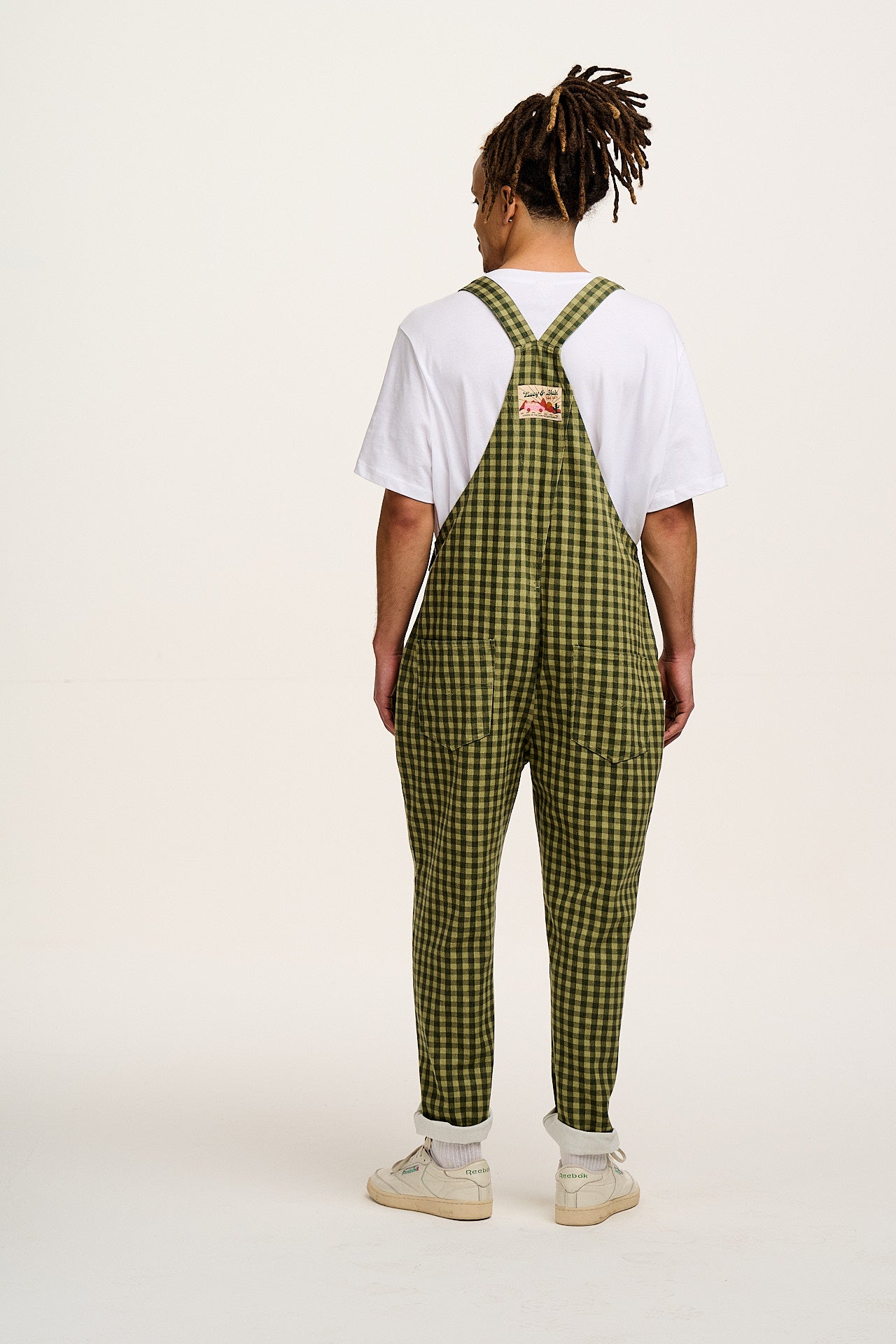 Reuben - Cotton Dungarees in Green Emin Gingham Print