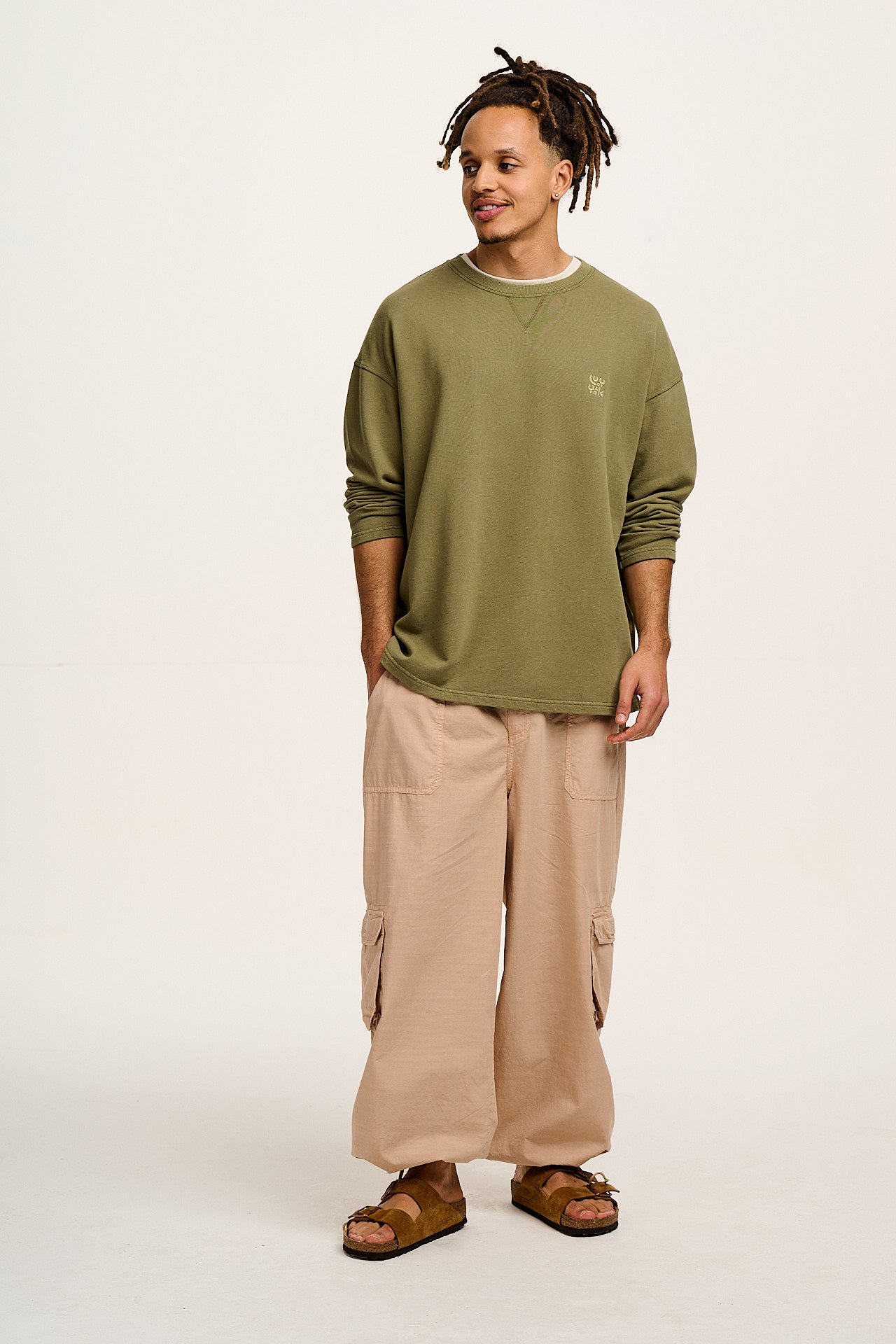 Caton - Cotton Cargo Trousers in Beige