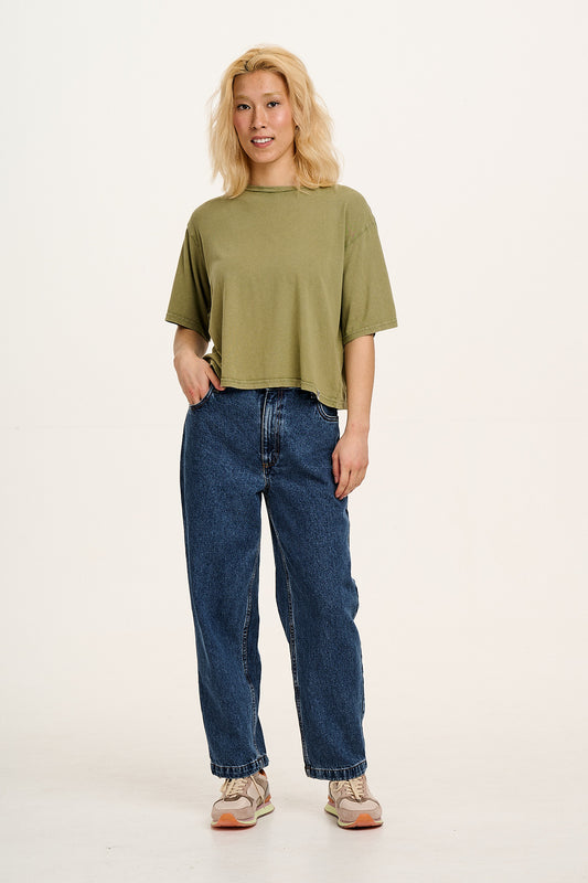Zayla - Cropped Boxy T-Shirt in Herb Garden Green
