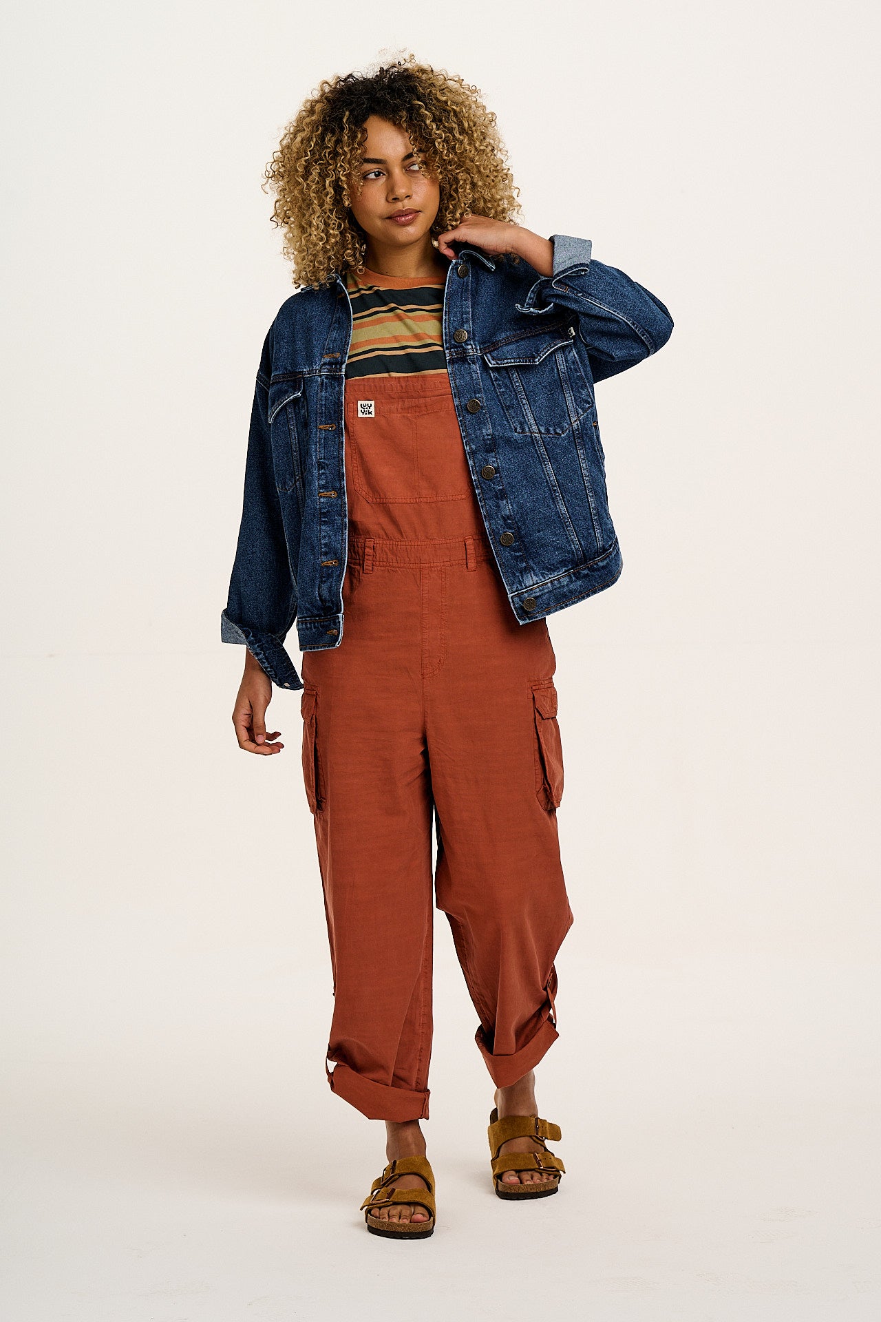 Colorado - Cotton Cargo Dungarees in Amber Orange