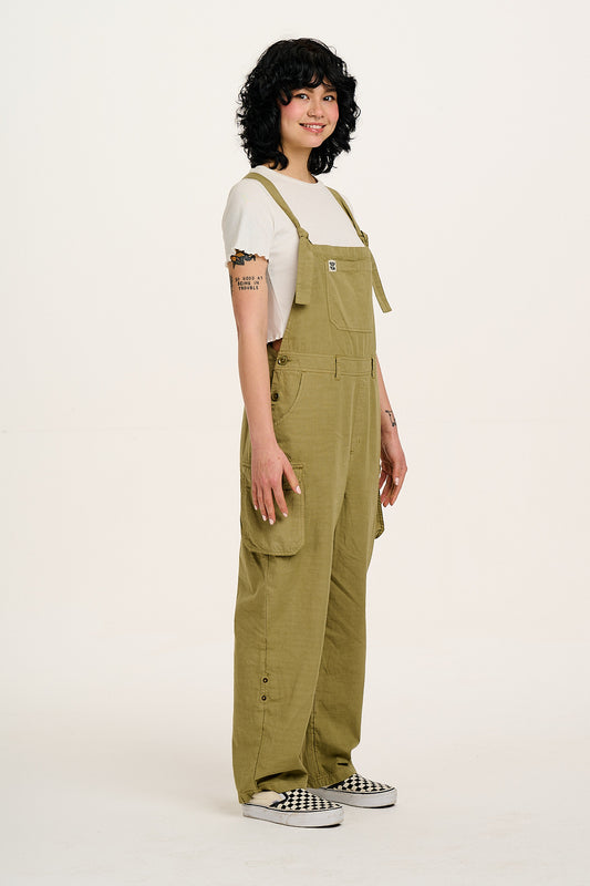 Colorado - Cotton Cargo Dungarees in Herb Garden Green