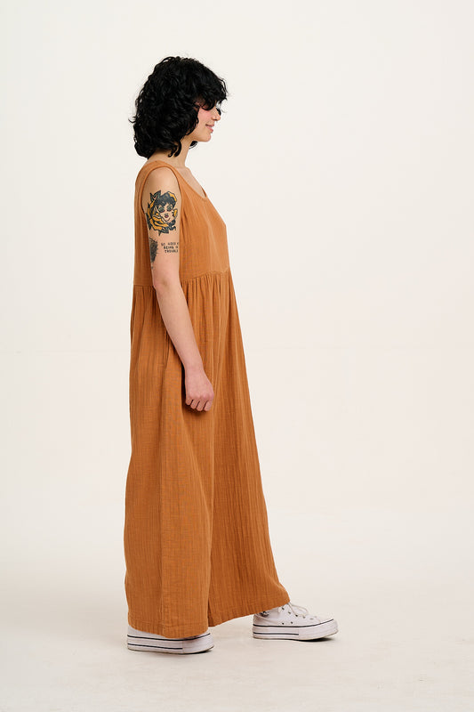 Bellamy - Wide Leg Cotton Jumpsuit in Terracotta