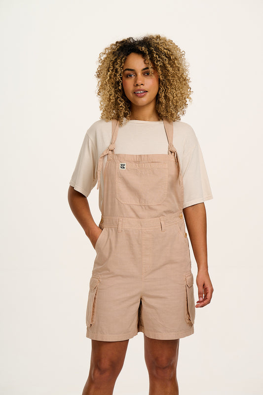 Colorado - Cotton Cargo Dungaree Shorts in Beige