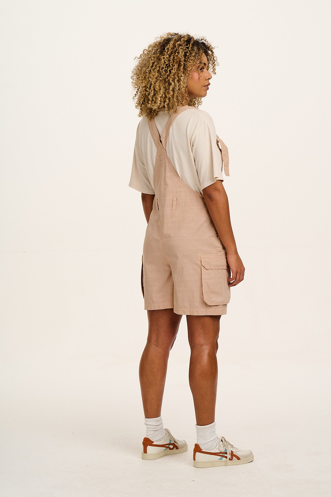 Colorado - Cotton Cargo Dungaree Shorts in Beige