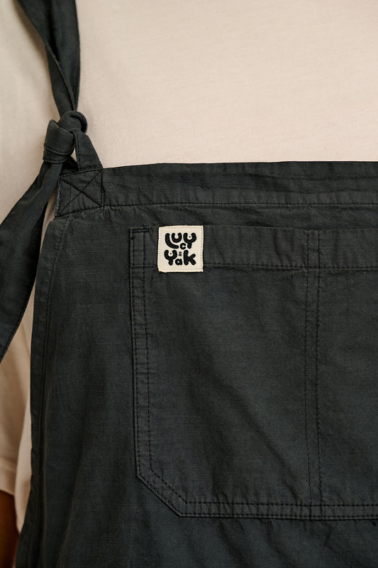 Colorado - Cotton Cargo Dungaree Shorts in Midnight Black