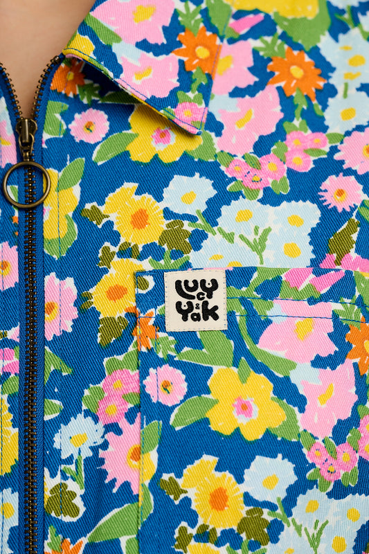 Ragan - Cotton Jumpsuit in Island Blooms Scribbled Floral Print