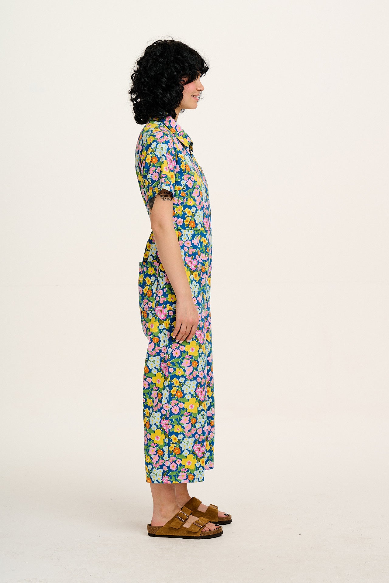 Ragan - Cotton Jumpsuit in Island Blooms Scribbled Floral Print