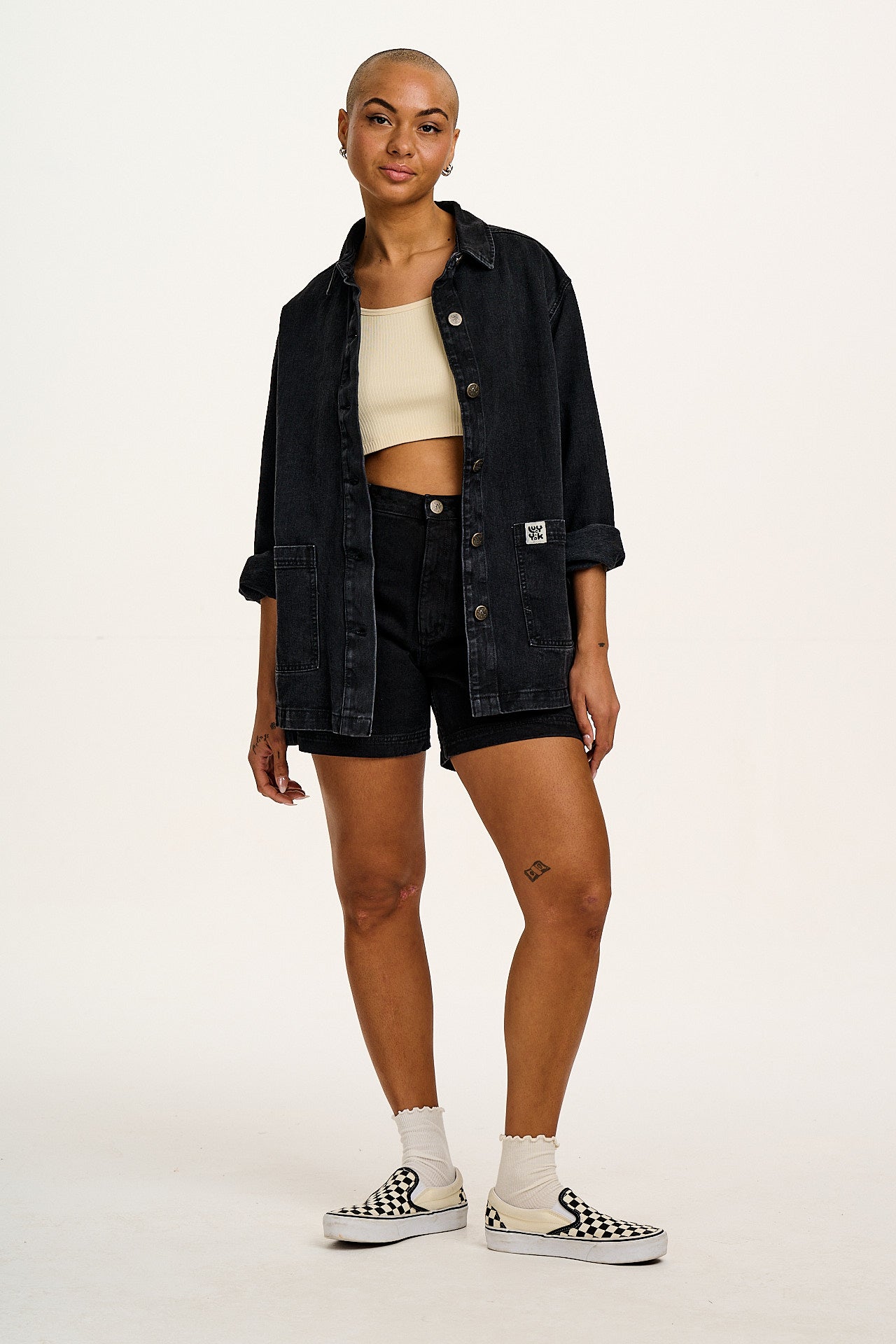 Olly - Denim Jacket in Washed Black