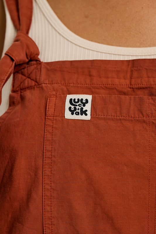 Colorado - Cotton Cargo Dungaree Shorts in Amber Orange