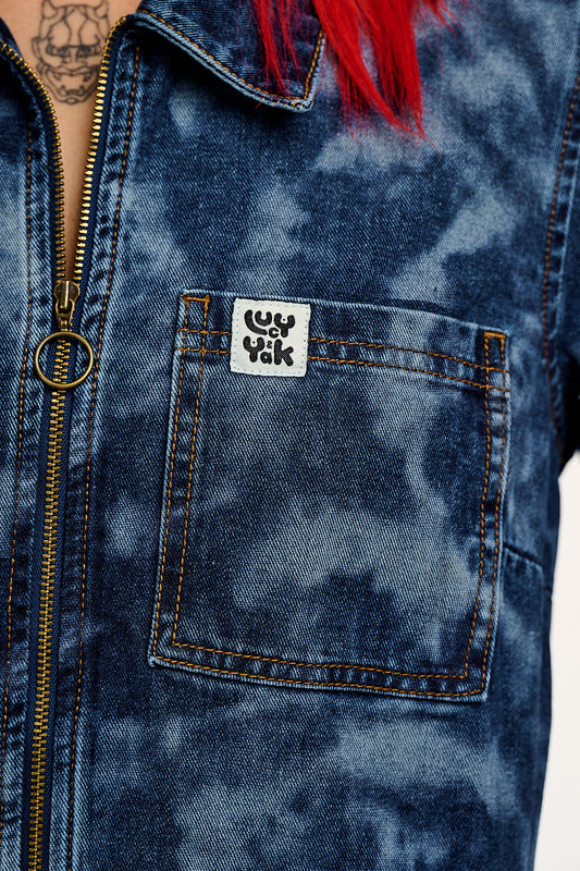 Ragan - Denim Jumpsuit in Natty Mid Wash Blue