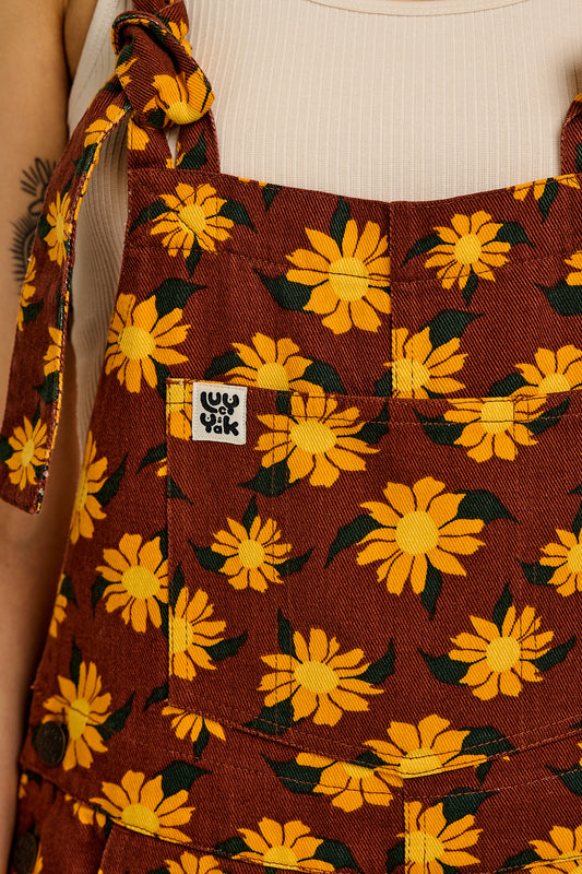 Reuben - Cotton Dungarees in Orange Selene Sunflower Print