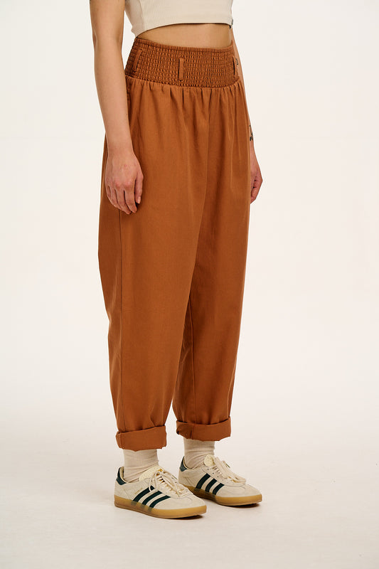 Alexa - Cotton Trousers in Amber Orange