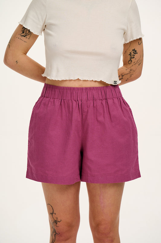 Jessie - Cotton & Linen Shorts in Dahlia Pink