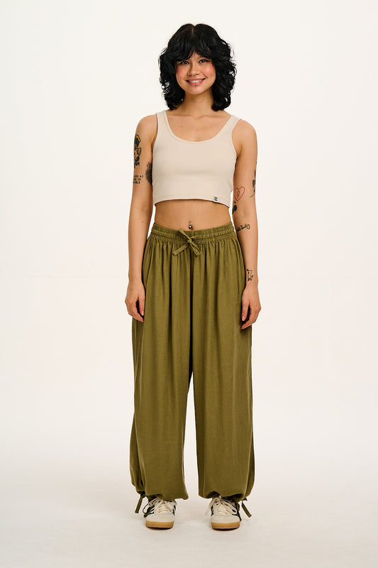 Mylo - Wide Leg Trousers in Herb Garden Green