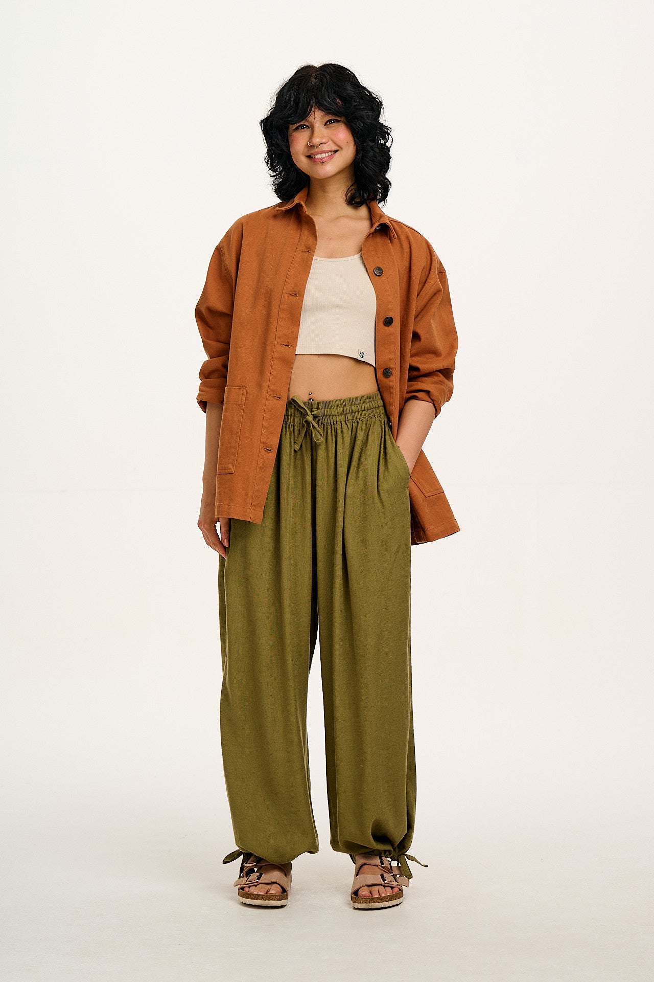 Mylo - Wide Leg Trousers in Herb Garden Green