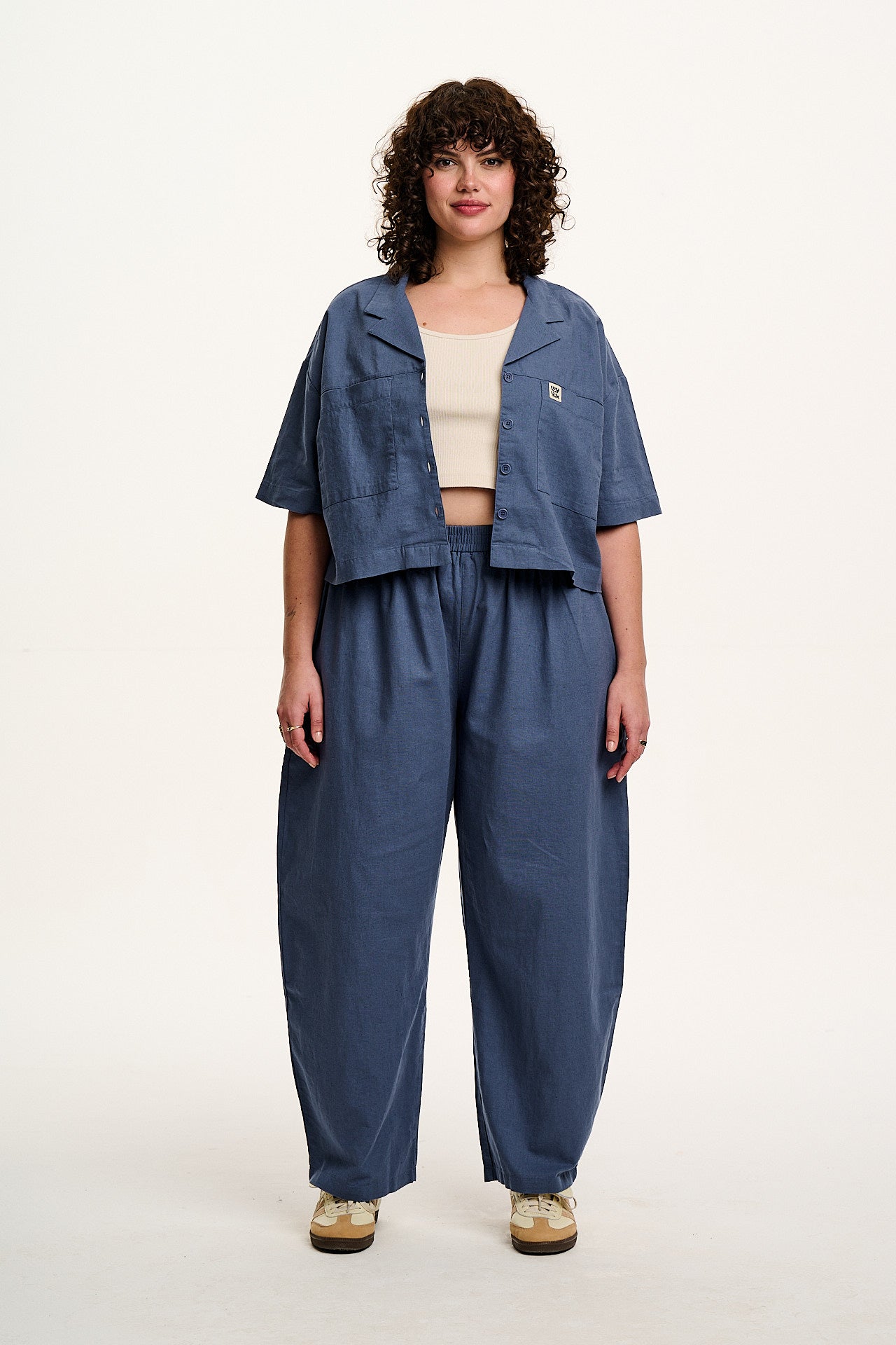 Alfie - Cotton & Linen Shirt in Vintage Indigo