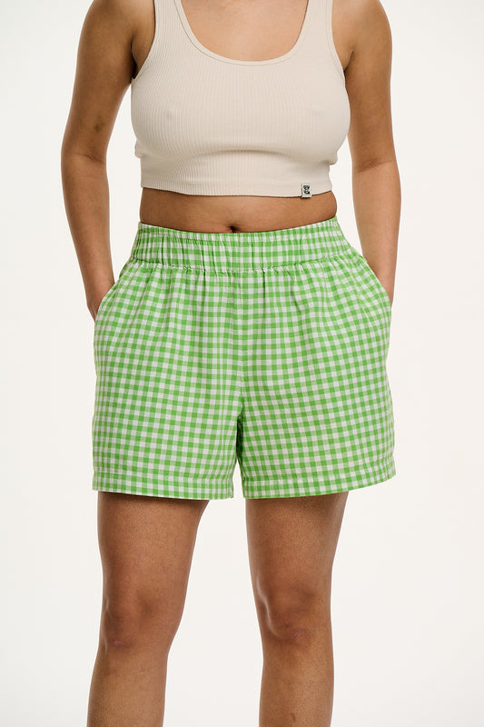 Jessie - Cotton Shorts in Green Bonitto Gingham