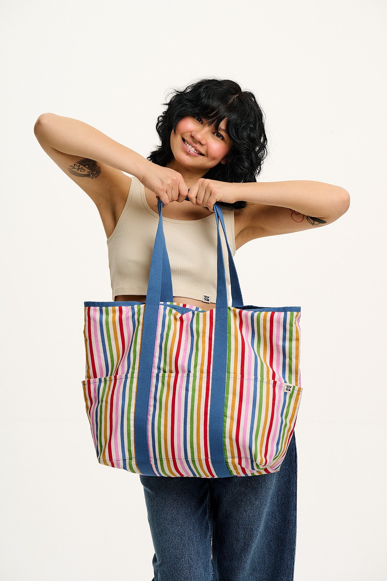 Montaigne - Large Daily Tote Bag in Rainbow Stripe