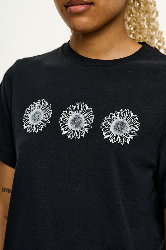 Denver - Cotton T-Shirt in Sunflowers in a Row Print