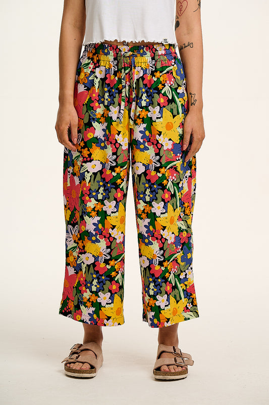 Chuck - Wide Leg Cotton Trousers in Eloise Floral Print
