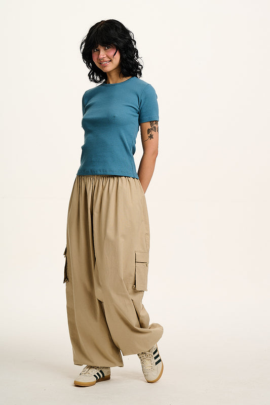 Gracie - Cotton T-Shirt in Slate Blue