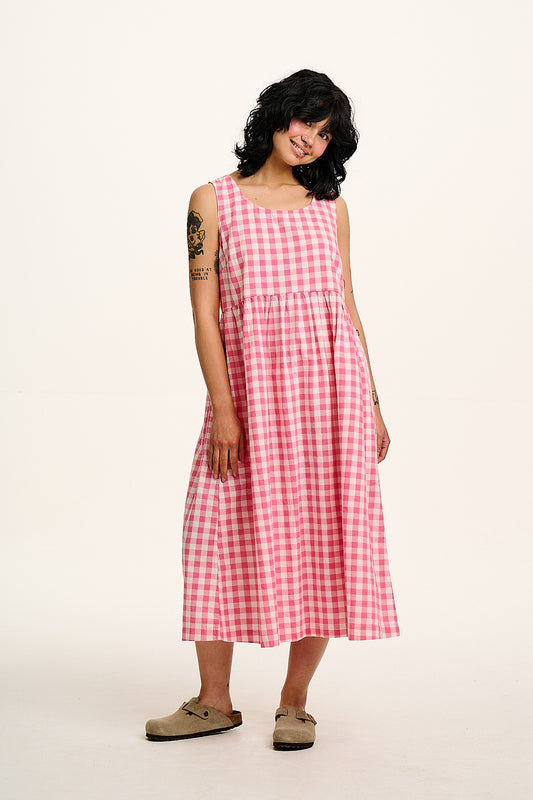 Aimee - Cotton Dress in Pink & White Gingham