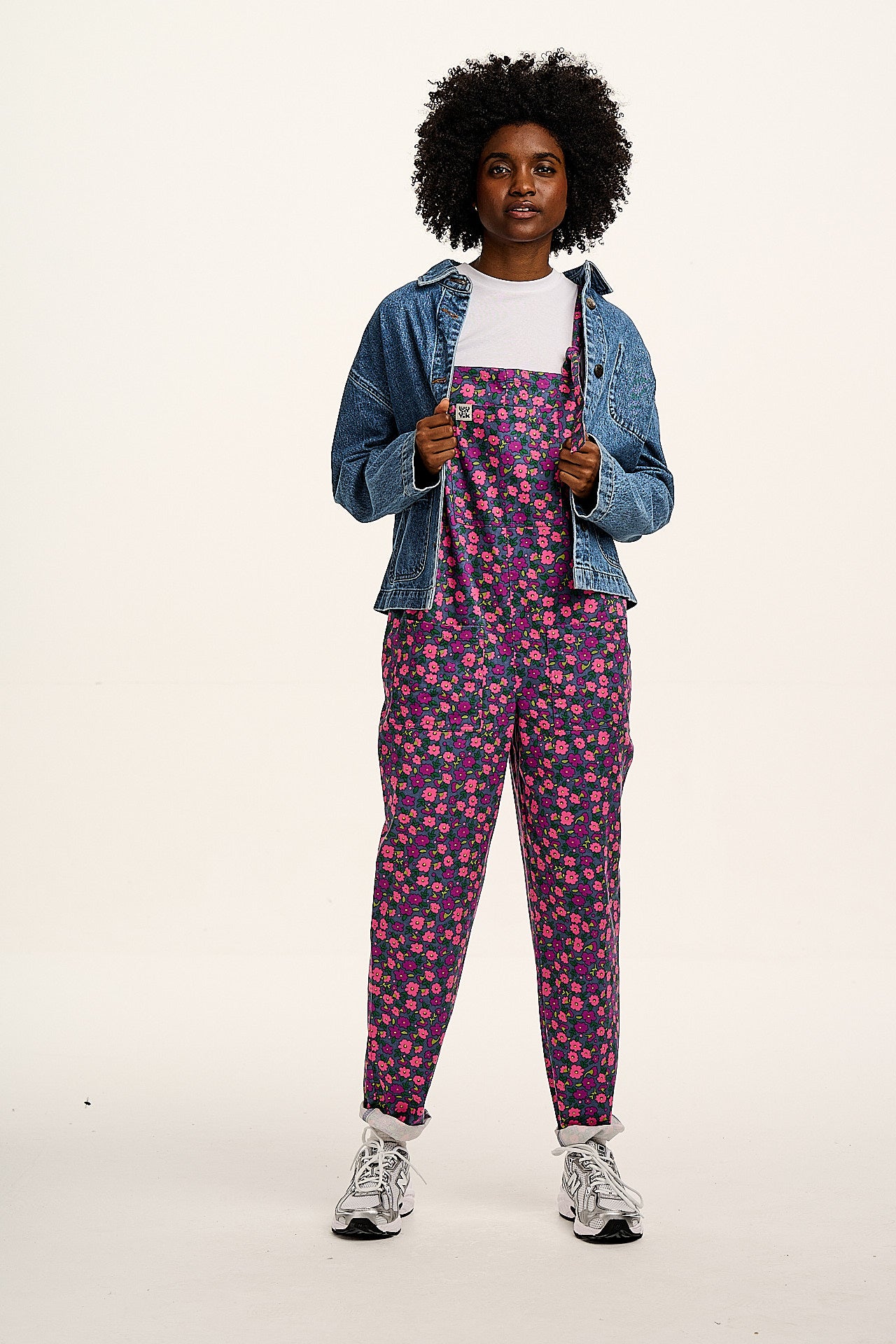 Original - Cotton Dungarees in Purple Ditsy Floral Print