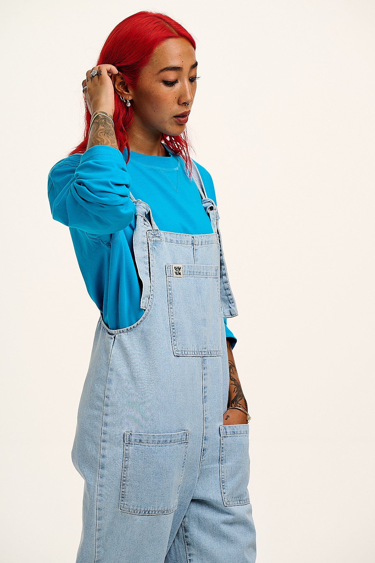 Murat - Long Sleeve Lightweight Cotton T-Shirt in Hawaiian Blue