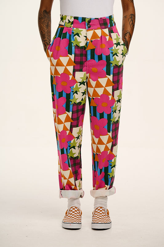 Addison - Cotton Jeans in Young at Heart Print
