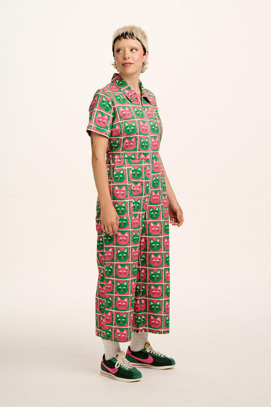 L.E Ragan - Organic Cotton Jumpsuit in Cat Print