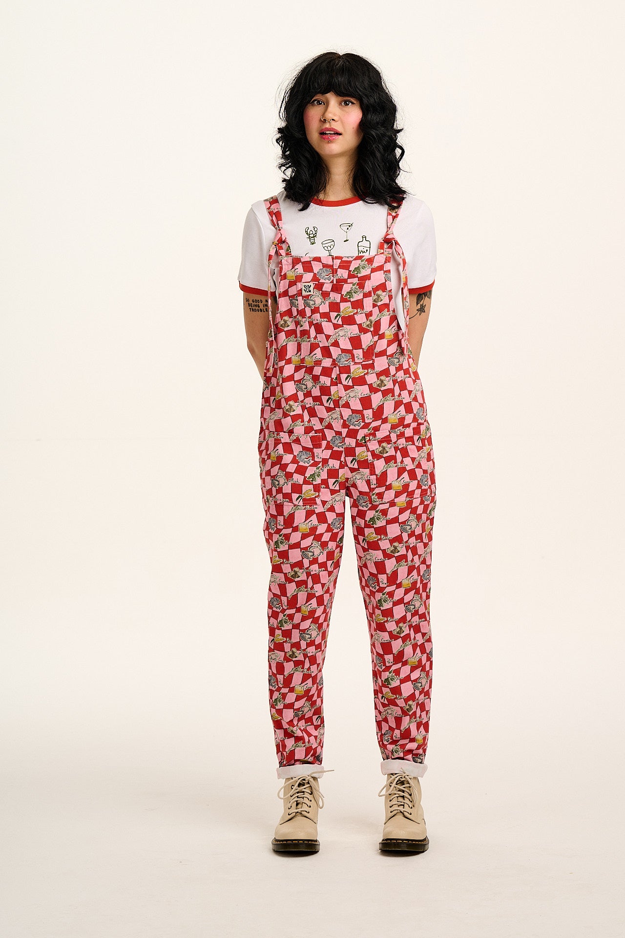 Original - Cotton Dungarees in Pink & Red Sorrento Print