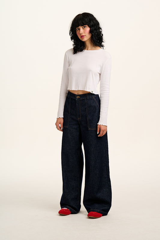 Delores - Wide Leg Denim Jeans in Indigo