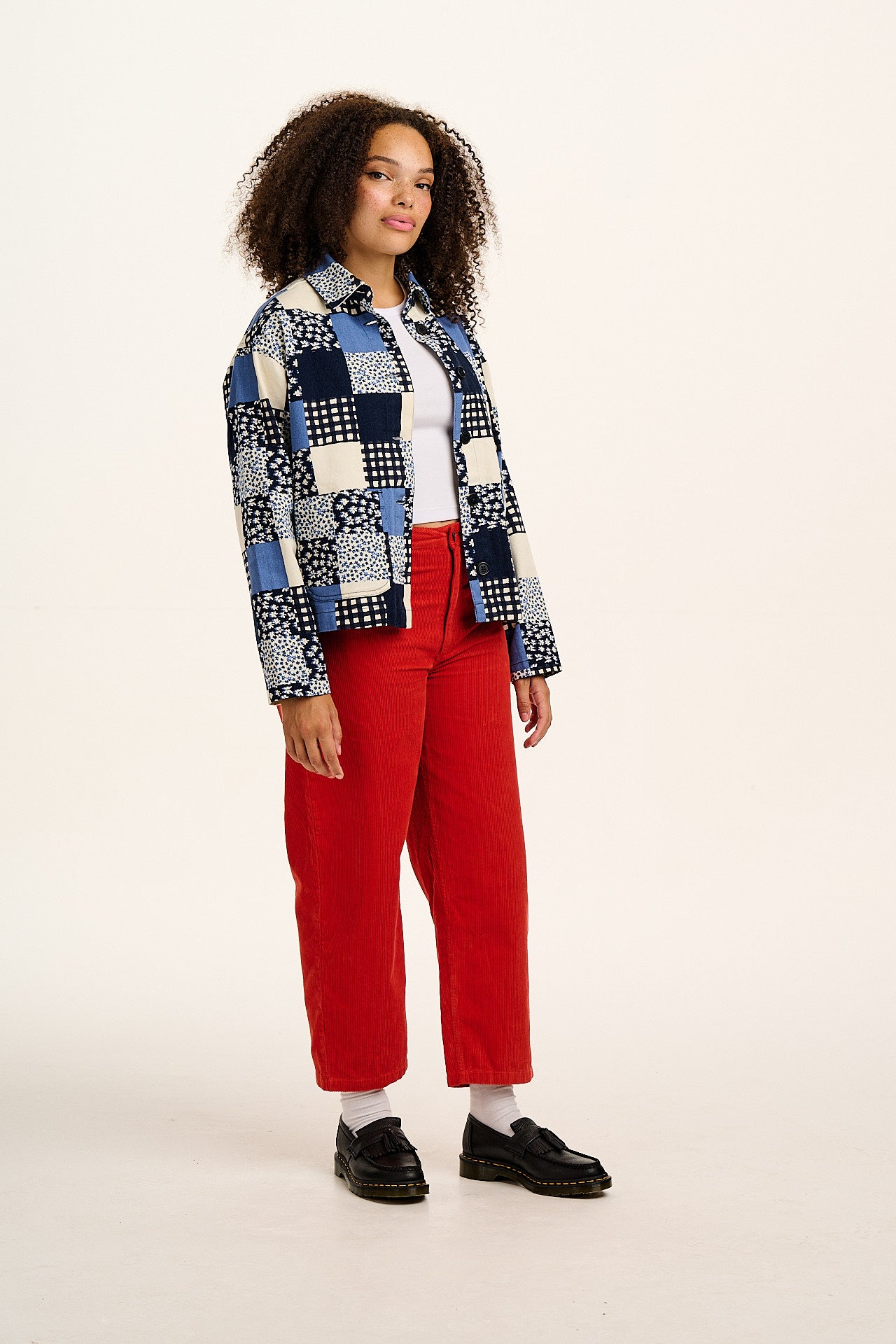 Drew Cropped Straight Leg Corduroy Trousers in Red – Lucy Yak