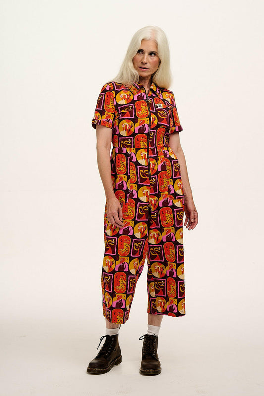 L.E. Ragan - Cotton Jumpsuit in Artist Print by Hugo Alberto
