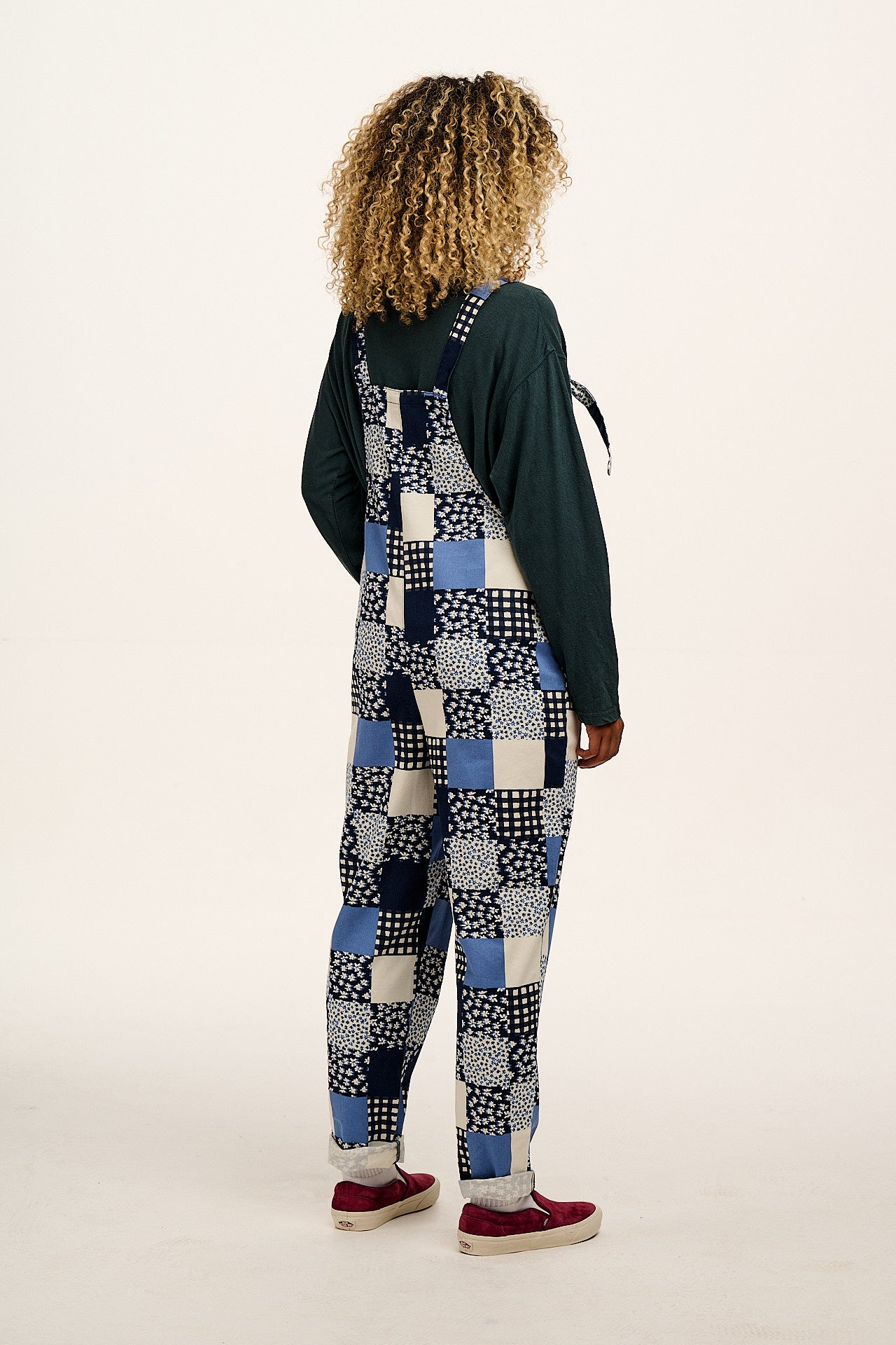 Original - Cotton Dungarees in Inked Blue Patchwork