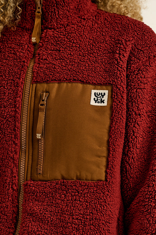 Harper - Borg Fleece Jacket in Jasper Red