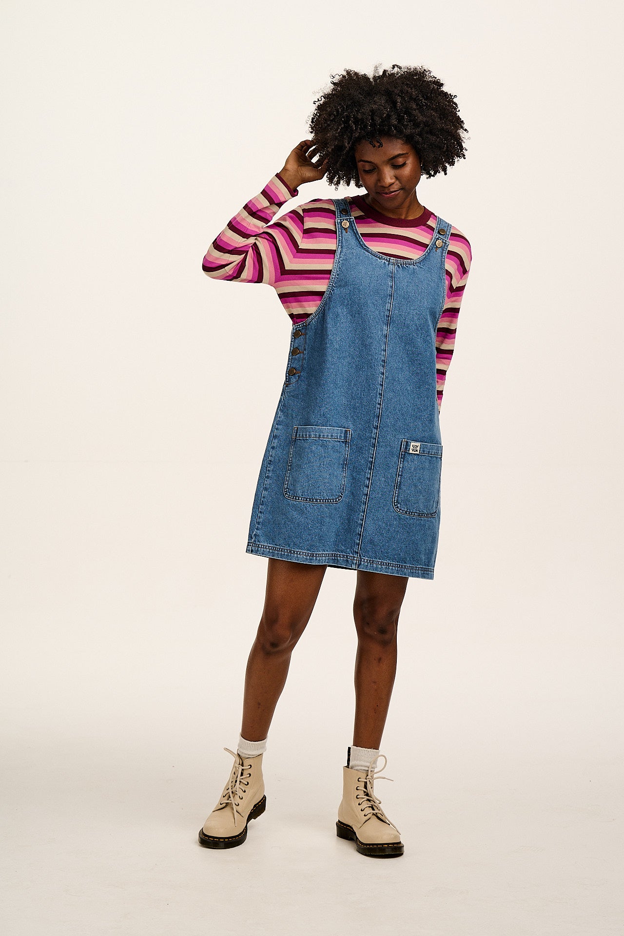 Mysen - Long Sleeve Cotton T-Shirt in Pink Stripe