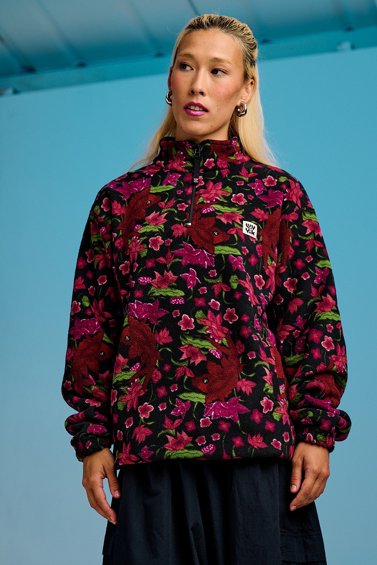 Stevie Polar Fleece in Pink Koi Print