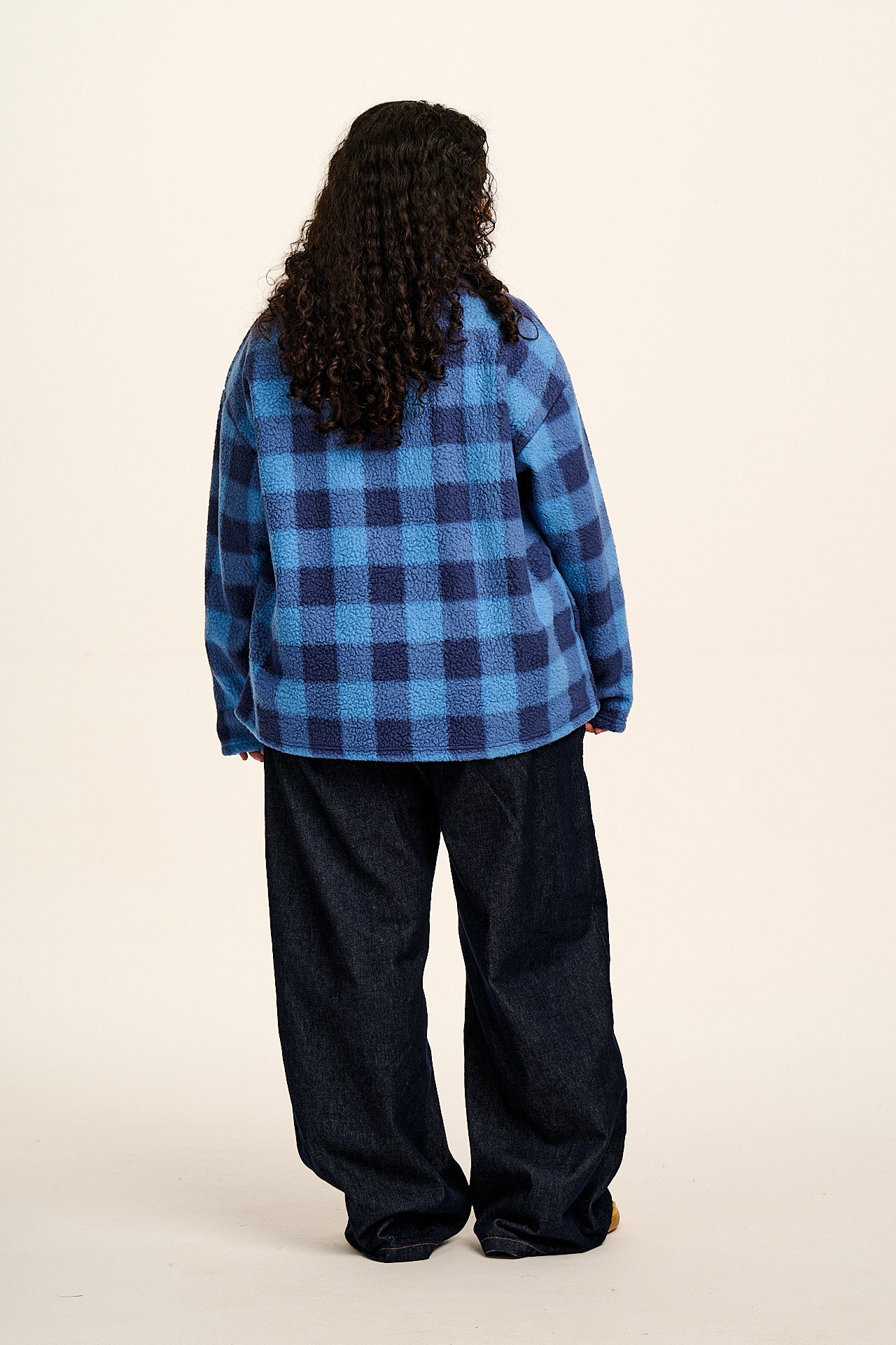 Manaia - Funnel Neck Polar Fleece in Blue Check